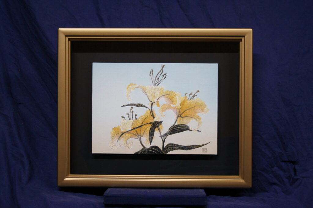 新山拓 PRAYER-Holy-flower yellow F4号 | 美濃和紙・掛軸・絵画の販売、買取なら(株)後藤紙店・後藤画廊